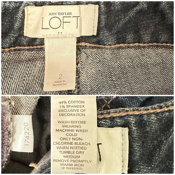 LOFT Dark Wash Contrast Stitching Bermuda Shorts Size 2 - Picture 3 of 3